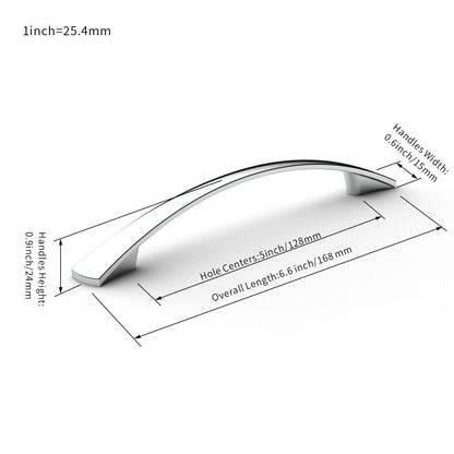 FURNIWARE 10pcs Furniture Handles, 128mm Hole Spacing Cabinet Handles Kitchen Handles for Cabinets and Drawers - Chrome