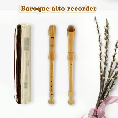 Adults' detachable alto maple block flute, 8-hole F flute for adults in the Baroque style, with storage bag and cleaning rod (Natural, Baroque F)