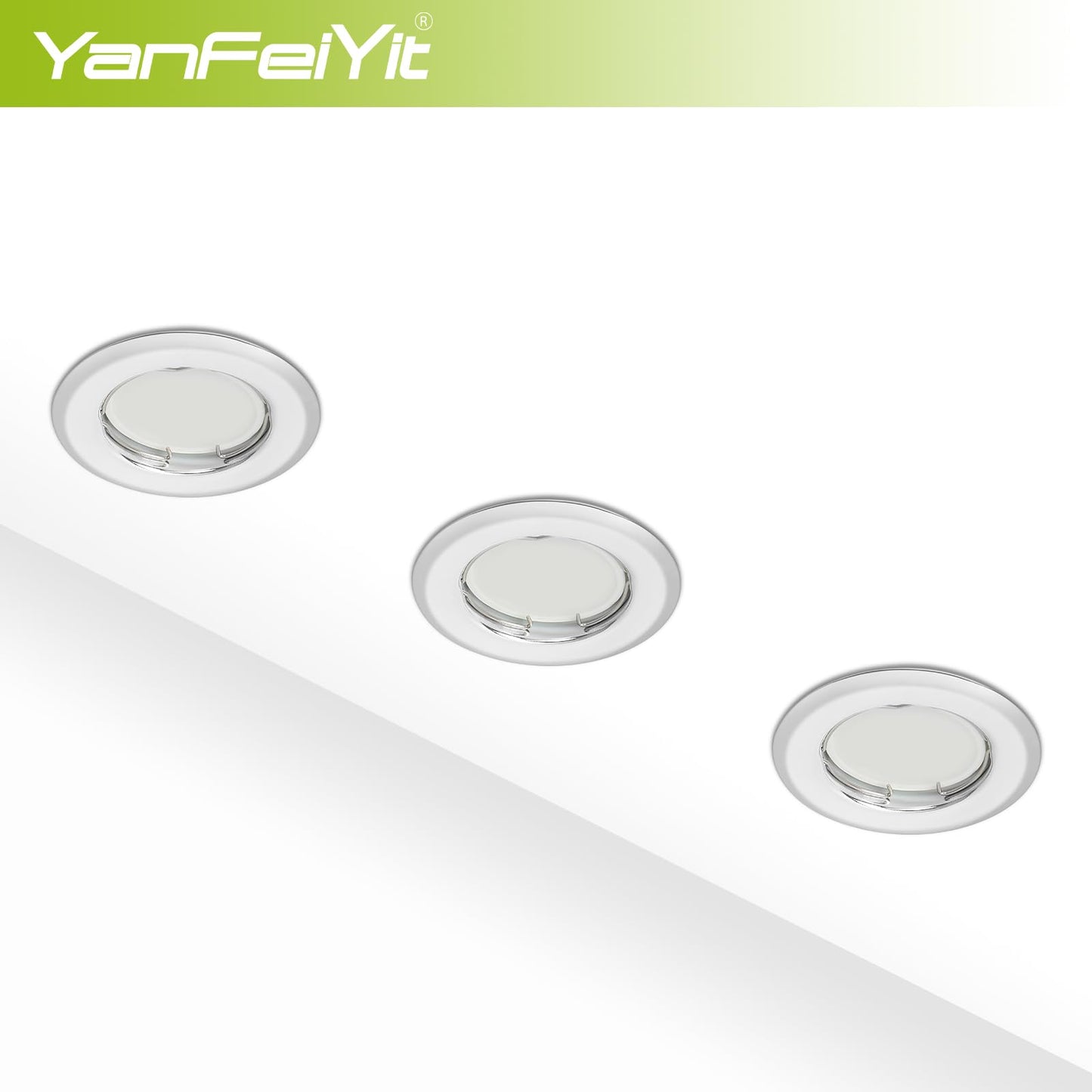 YanFeiYit 5x LED recessed spotlights - Chrome 3 Watt 230V dimmable Ø 52-71 mm cutout - Ceiling spotlight Ceiling recessed spotlight Ceiling spot Ceiling recessed light (Warm white 3000K)