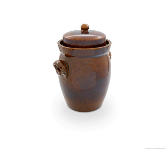 Original K&K Ceramic Garden Pot 5.0 L [Shape 2] including lid + stone + tongs