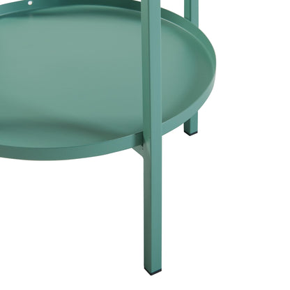 [en.casa] Altena flower stand with plant pot and shelf made of metal in green, plant shelf 80.5 x 40 x 40 cm, flower column for indoors, plant pot stand