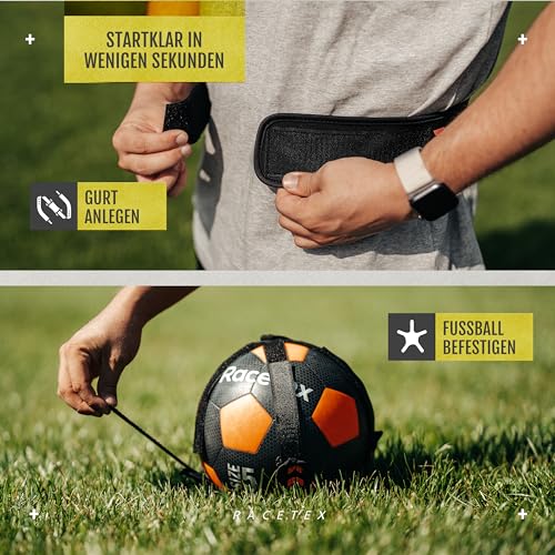 Racetex soccer trainer with cord [ADJUSTABLE LENGTH] - The perfect training tool for soccer players - Soccer trainer accessory for club players - Soccer training belt gift idea