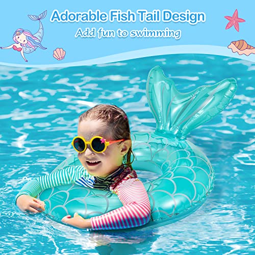MoKo Inflatable Swim Ring, 2 pieces Mermaid Swimming Rings Water Play Ring 70 cm Large Pool Float Toy Water Toy for Adult & Kids, Rose Gold+Blue