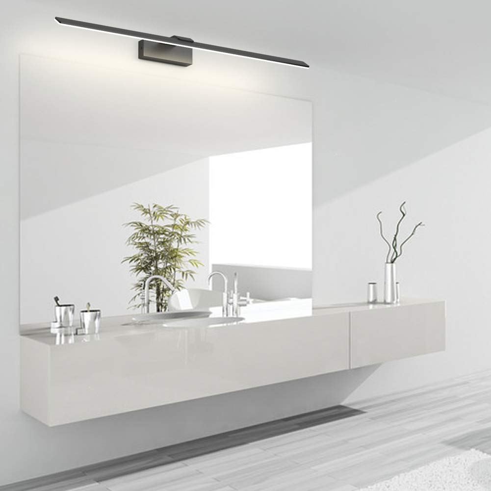 Klighten LED mirror lamp for bathroom 24W, 80cm, modern wall lamp for bathroom, mirror lighting, bathroom wall lamp aluminum, 144 LEDs, 2100 lumens, natural white 4500K, black