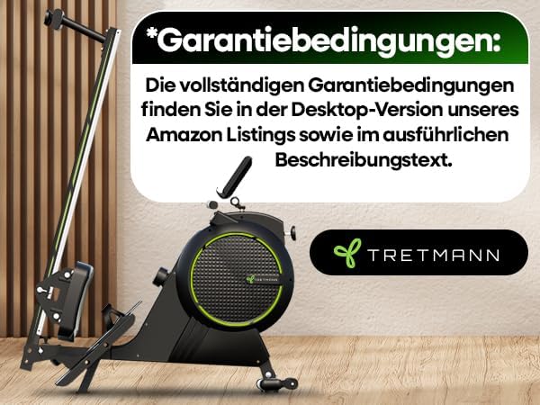 NEW Tretmann rowing machine for home set - extra quiet- [eddy current brake 2.0] certified up to 150KG | patented ErgoConcept | rowing machine magnet rowing machine rowing fitness equipment