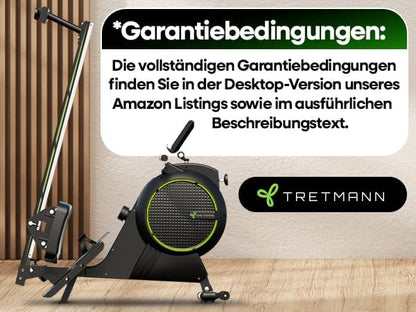NEW Tretmann rowing machine for home set - extra quiet- [eddy current brake 2.0] certified up to 150KG | patented ErgoConcept | rowing machine magnet rowing machine rowing fitness equipment