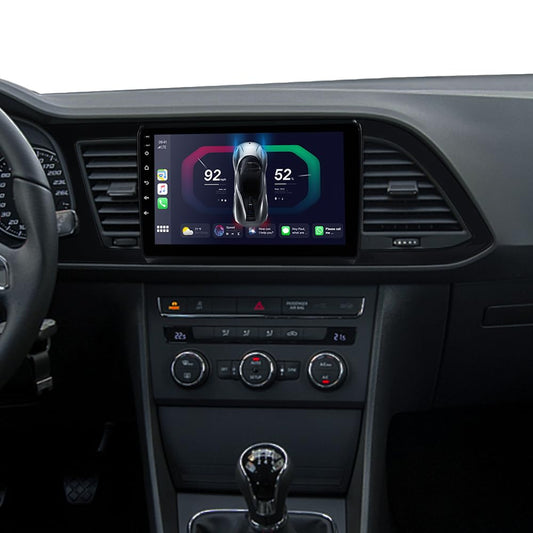JUNHUA 9" Android 12 car radio with navigation 2G+32G replacement for SEAT Leon MK3 2013-2019, supports Wireless Carplay Android Auto, WiFi Bluetooth 5.1 GPS DSP steering wheel USB.