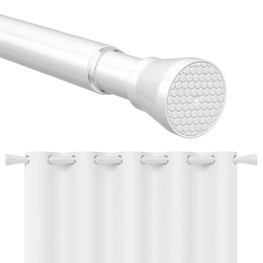 White tension rods, 18 - 28 inches, tension rod, no drilling, small adjustable curtain rod for closet, window, kitchen, door