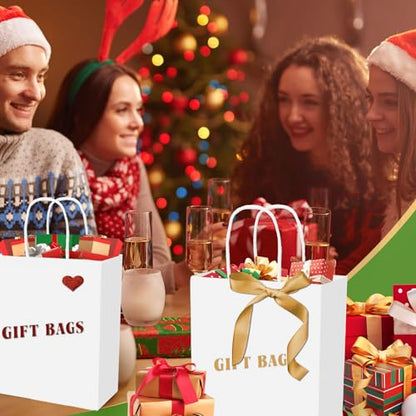 Gucass 50 pieces Medium Paper Bags with Handle, White Kraft Paper Gift Bags, 21x11x27cm Paper Carrier Bag, Gift Bags for Packaging Shopping Birthday Parties Wedding Christmas.