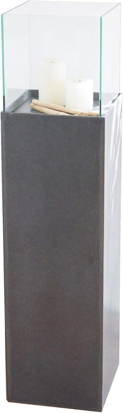 VIVANNO Windlight Column 100 cm Candle Holder in Concrete Look Anthracite, Decorative Lantern with Glass Insert