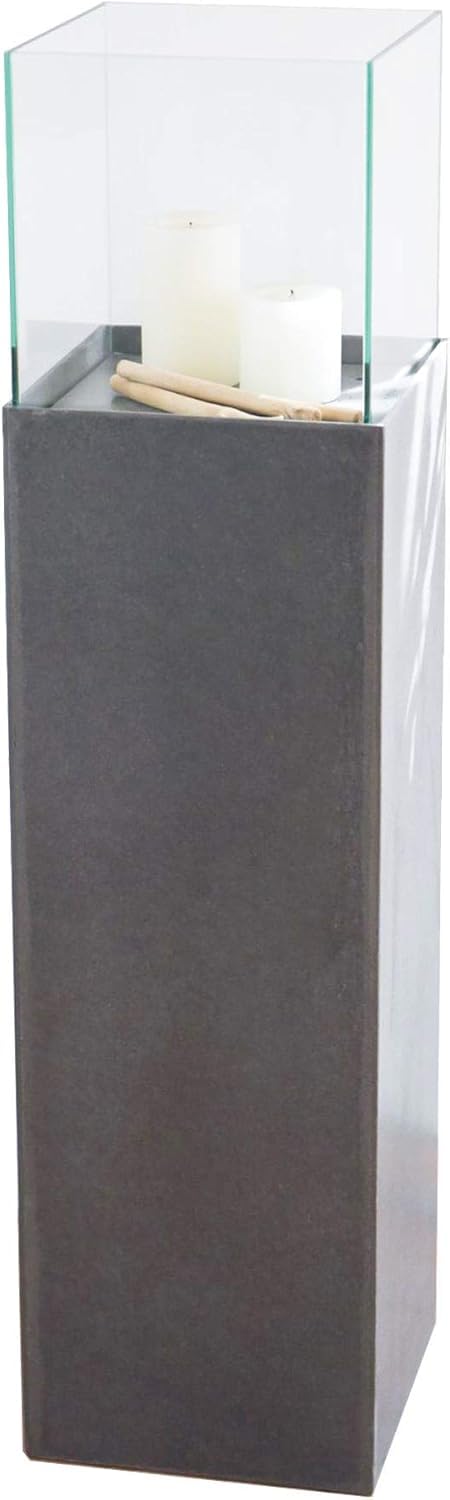 VIVANNO Windlight Column 100 cm Candle Holder in Concrete Look Anthracite, Decorative Lantern with Glass Insert
