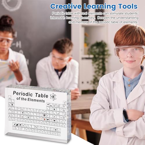 Acrylic Periodic Table, Upgraded Large Periodic Table of 83 Elements, Gifts DIY Desk Ornaments Decoration, Suitable for Students Teachers Crafts Decor (Without Light Base)