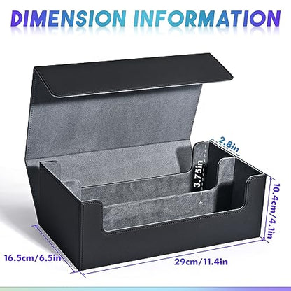 UAONO Collectible Card Storage Boxes for 1200+ cards, Premium Magnetic Deck Boxes, Leather Deck Case with Dividers, Trading Card Deck Boxes for TCG Magic the Gathering YuGiOh Cards (Black)
