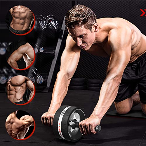 EnterSports Ab Roller, 6-in-1 Ab Trainer with Fitness Band, Push-Up Bars, Knee Pad, Fitness Equipment Ab Wheel Set.