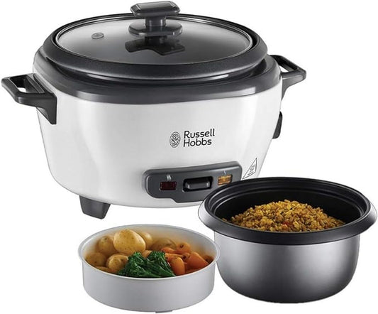 Russell Hobbs rice cooker small [medium] 0.8l (including steamer insert, keep warm function, non-stick cooking pot, rice spoon & measuring cup) slow cooker for vegetables & fish 27030-56