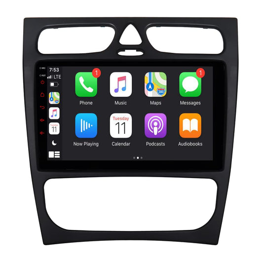 ACAVICA 9-inch Android car radio for Mercedes-Benz C-Class W203 2000–2004. Bluetooth car radio GPS navigation with touchscreen, supports wireless Carplay, WiFi. 2+32GB.