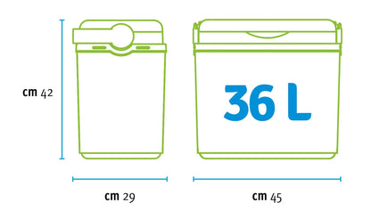 Cool box | Passive cooler | Plastic cooler bags with polystyrene thermal insulation (36 L, Turquoise)