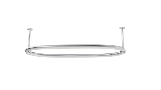 Aquaworld Oval Shower Curtain Rod for Bathroom Decor, 14 Curtain Rings Included - Ceiling Mount, Sturdy Construction, Chrome Shower Rod for Tub, Ideal for Small Bathrooms