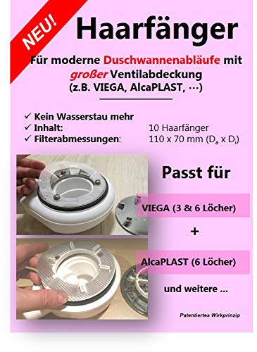 CheckmarkClean hair strainer hair catcher for modern showers | 50 pieces | Diameter 10 cm | Viega, AlcaPlast, and more.