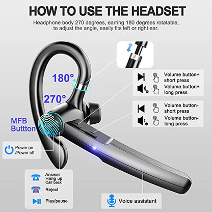 Ceppekyy Bluetooth headset phone with microphone, wireless in-ear headphones, 48hrs talk time, Bluetooth hands-free, new gold for iPhone Samsung Android.