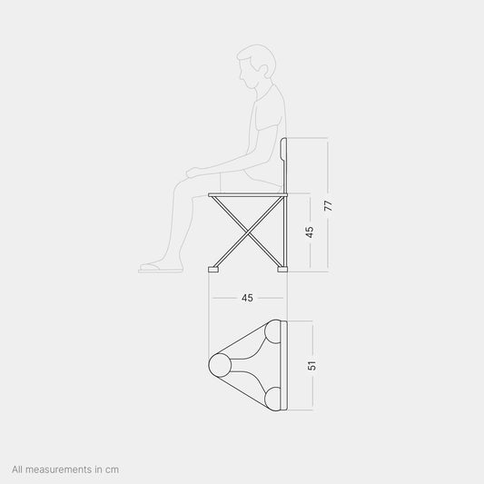 Qeedo Johnny Tripod - The comfortable & foldable three-legged stool, lightweight & compact, perfect chair for camping, fishing, festivals & traveling - Folding stool with backrest, lightweight, padded & supports up to 130 kg.