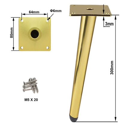 Drenky 4pcs Slanted Table Legs, Metal Cabinet Legs, Cone Furniture Legs, 201 Stainless Steel, Golden, 30cm Height, No-Slip Silent Base Placement for Sofas, Tables, and other furniture legs