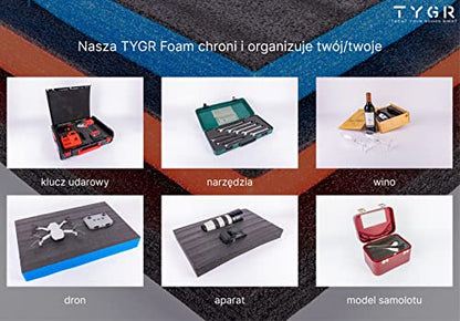 TYGR Multilayer Foam 600x600x50 blue for tools, camera & more | Easy customization | Tool insert | Case insert | Kaizen
