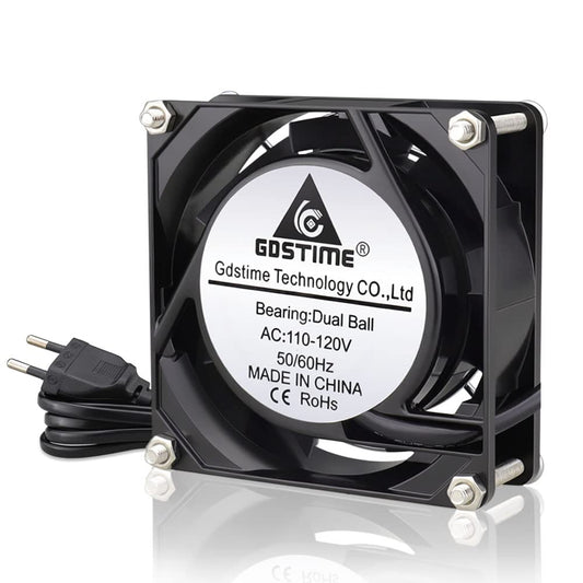 GDSTIME Fan 230V 80mm PC Fan 230V 80mm Dual Ball Bearing Mini fan 220v 80x80x25 AC Axial Fan 220v for PC server cabinet RV fridge inverter cooling ventilation exhaust