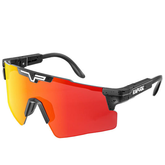 KAPVOE Polarized Sports Sunglasses, UV400 Protection, Adjustable Cycling Sunglasses for Men and Women, Baseball, Running, Cycling, Golf Red Black 11