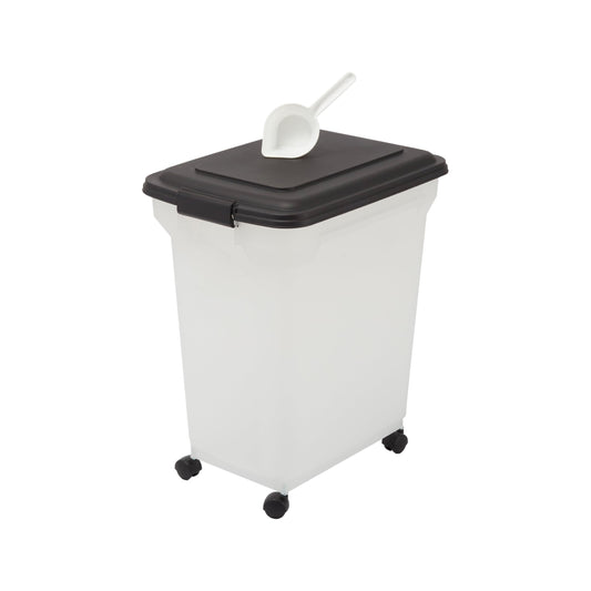 Iris Ohyama Dog Food Storage with Wheels, 45L/15kg, Black, Airtight Food Box, Dry Food, Food Container, For Dogs, Cats, Pet Food Container, Scoop, BPA-Free, Feed Barrel, ATS-L