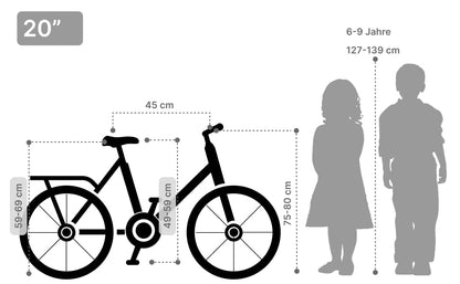 XB3 20 inch girls' bike with 6-speed gears, StVZO-approved hub dynamo, LED light, and standing light (pink)