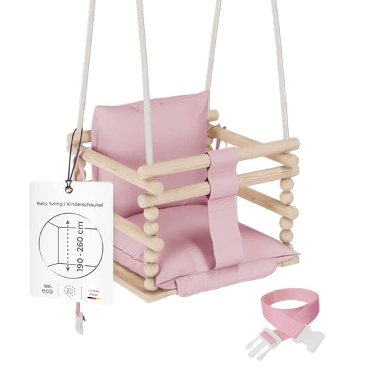 MAMOI® baby swing, indoor swing, wooden swing for babies and children, children's swing, wooden swings, toddler swing for nursery and door frames, 3 in 1.