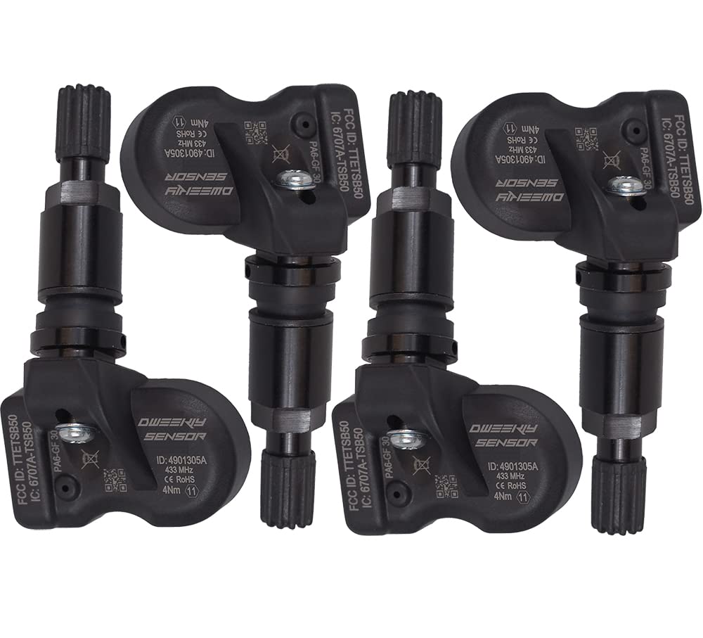 4 x RDKS/TPMS sensors - compatible with BMW 3 Series (3er/3 Touring/3 Touring Van) - Type [G20/G80 & G21/G81] - Period 07/2019 to EOP* - Set of 4 sensors with black metal valve.