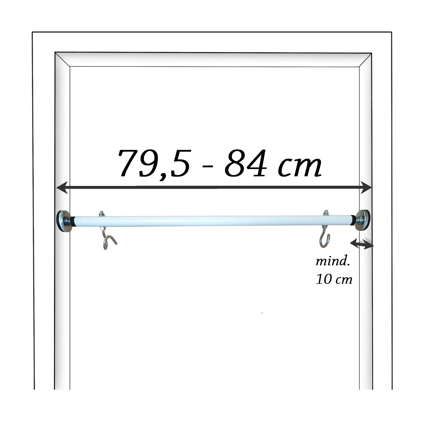 Create for you - Pull-up bar for door frames with hooks for kids swing, no-drill installation, metal horizontal bar, Pull Up Bar, home fitness equipment, White, 80 cm.