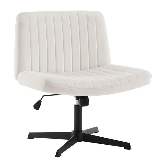 WOLTU office chair without armrest, swivel chair, ergonomic, height adjustable, 360° swivel, padded seat, with rocking function, velvet, cream white.