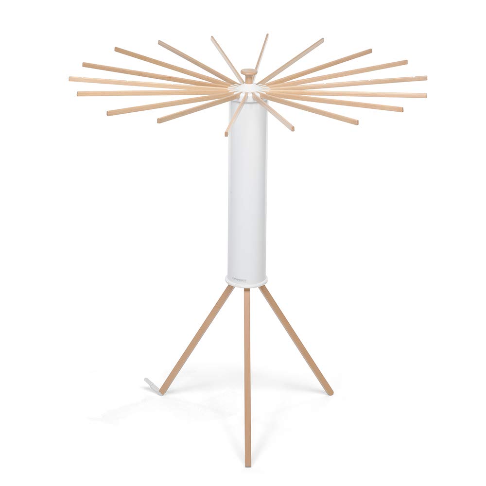 Foppapedretti Octopus Myhome laundry stand, made of aluminum/PVC/beech wood, white, measuring 112 x 112 x 121 cm, with a natural color shelf.