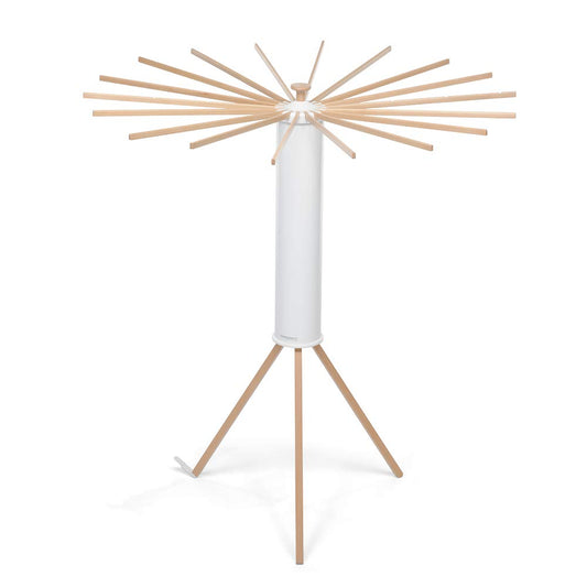 Foppapedretti Octopus Myhome laundry stand, made of aluminum/PVC/beech wood, white, measuring 112 x 112 x 121 cm, with a natural color shelf.