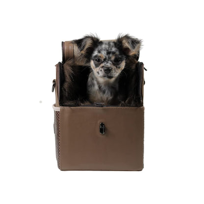 MYXA Classic dog carrier with removable roof net (Brown Snake, incl. 360° storage compartments)
