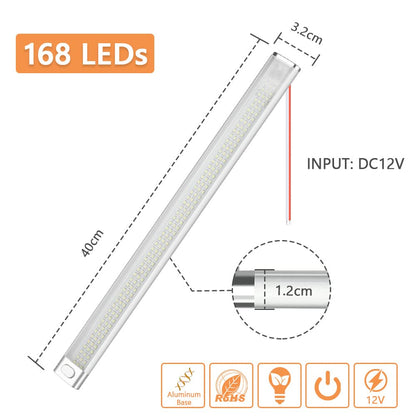 URAQT 168 LED Interior Lighting, 2 Pack LED Strip 2000LM 10W 12V Led Lamp RV LED Interior Light Strip Vehicle Lighting Strip with Switch for Car RV Van Bus Caravan Boat Kitchen Bathroom Bar Truck