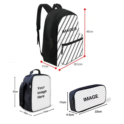 Chaqlin Neon Wolf Backpack Set for School, Animal Wolf Printed School Bags Boys Girls Bookbags Set with Pencil Case, Lunchbags Full Set 3 Pieces