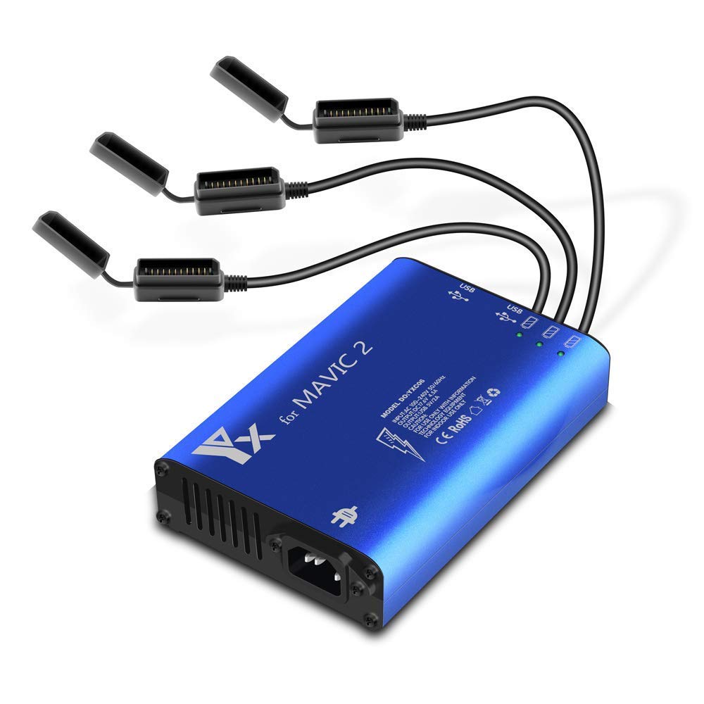 Yangers DJI Mavic 2 Zoom / 2 Pro/Mavic Enterprise Multi Charger, Parallel Charging Hub, Smart Rapid Balance Dock Station for 3 Flight Batteries, Remote Control for Smartphone Tablet.