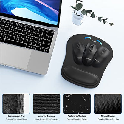 TeckNet Keyboard Wrist Rest and Mouse Pad with Wrist Support, Memory Foam Set for Computer/Laptop/Mac, lightweight for easy typing & pain relief, ergonomic mousepad (black)