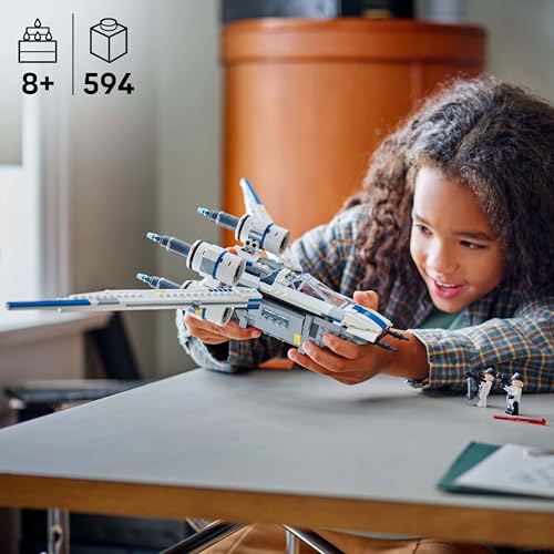 LEGO Star Wars 75399 Rebel U-Wing Starfighter - toy with swiveling wing function & 3 minifigures including Cassian Andor & K-2SO droid - gift for boys 8+ & Andor season 2 fans.