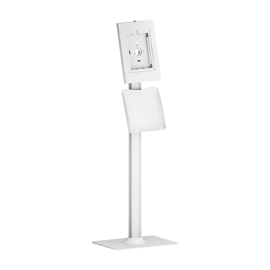 PureMounts® Tablet holder with lockable steel casing for iPad 5/6/7/8/9, iPad Air 9.7"/10.5"/10.9", Samsung Tab A 10.1 (2019), Tab A7, S6 Lite 10.4", white.