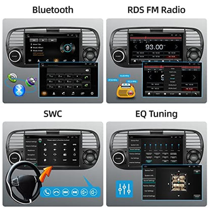 Android car stereo for FIAT 500 2007-2015 with navigation, Podofo 7 inch car radio Bluetooth with touch screen display/GPS/WiFi/RDS/FM/steering wheel control/Mirror Link for Android/IOS + Canbus