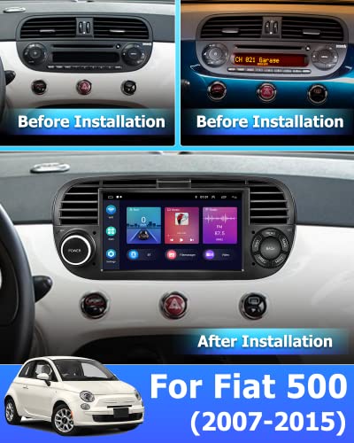 [2GB+64GB] Android 13 car stereo, CarPlay Android Auto Wireless, for FIAT 500 2007-2015 radio, 7" screen car radio, Bluetooth, GPS WiFi HiFi FM SWC USB, rearview camera