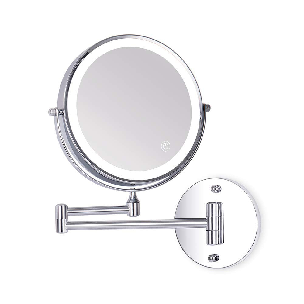 Loywe Illuminated Makeup Mirror 10x with LED Lighting Wall Mount Touchscreen for Bathroom, Beauty Studio, Spa, and Hotel EU Plug, LW70