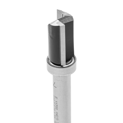 END 11700 Flush Trim Router Bit HW for Milescraft Dovetail Template, Diameter (D) 12.7 mm, Cutting Length (CL) 19 mm, Shank (S) 8 mm, Cutting Depth (CD) 32 mm, Overall Length (OL) 55 mm, 2 flutes + 1, with ball bearing on shaft.