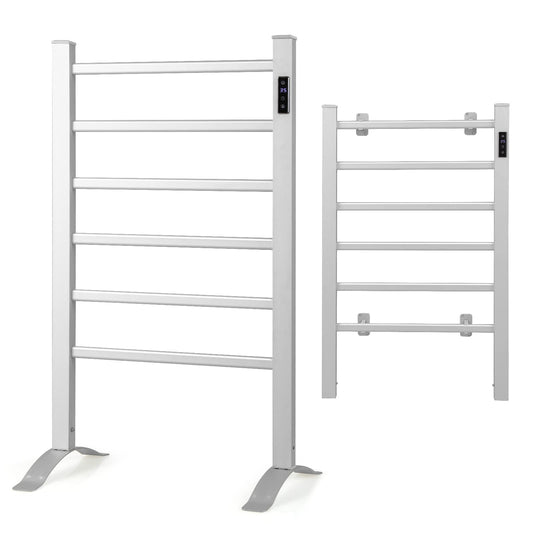 GOPLUS Electric Towel Warmer, Aluminum Alloy Towel Heater with Touchscreen, Temperature Control, Towel Dryer with Timer & Overheating Protection, 53 x 86cm, Silver