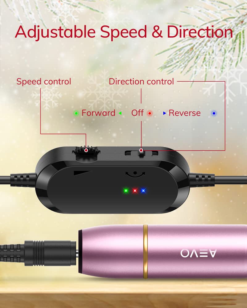 AEVO Portable Electric Nail Drill Set/ professional compact electric nail file for pedicure manicure/ grinder for acrylic gels callus, USB powered, 11 drill bits/ for home